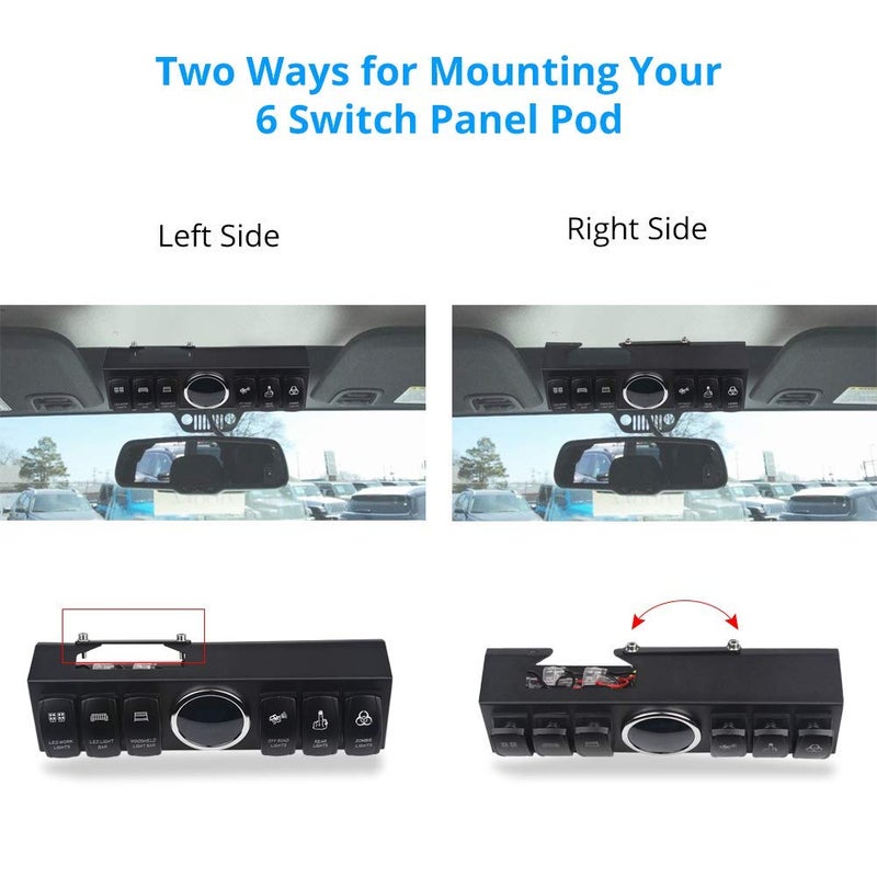 WATERWICH 6 Gang Rocker Switch Panel Pod with 80A Relay Box Circuit Breaker Source Control System Compatible with Jeep Wrangler JK JKU 2007-2018 with 12 Switch Covers & a Switch Clip Remover - Image 3